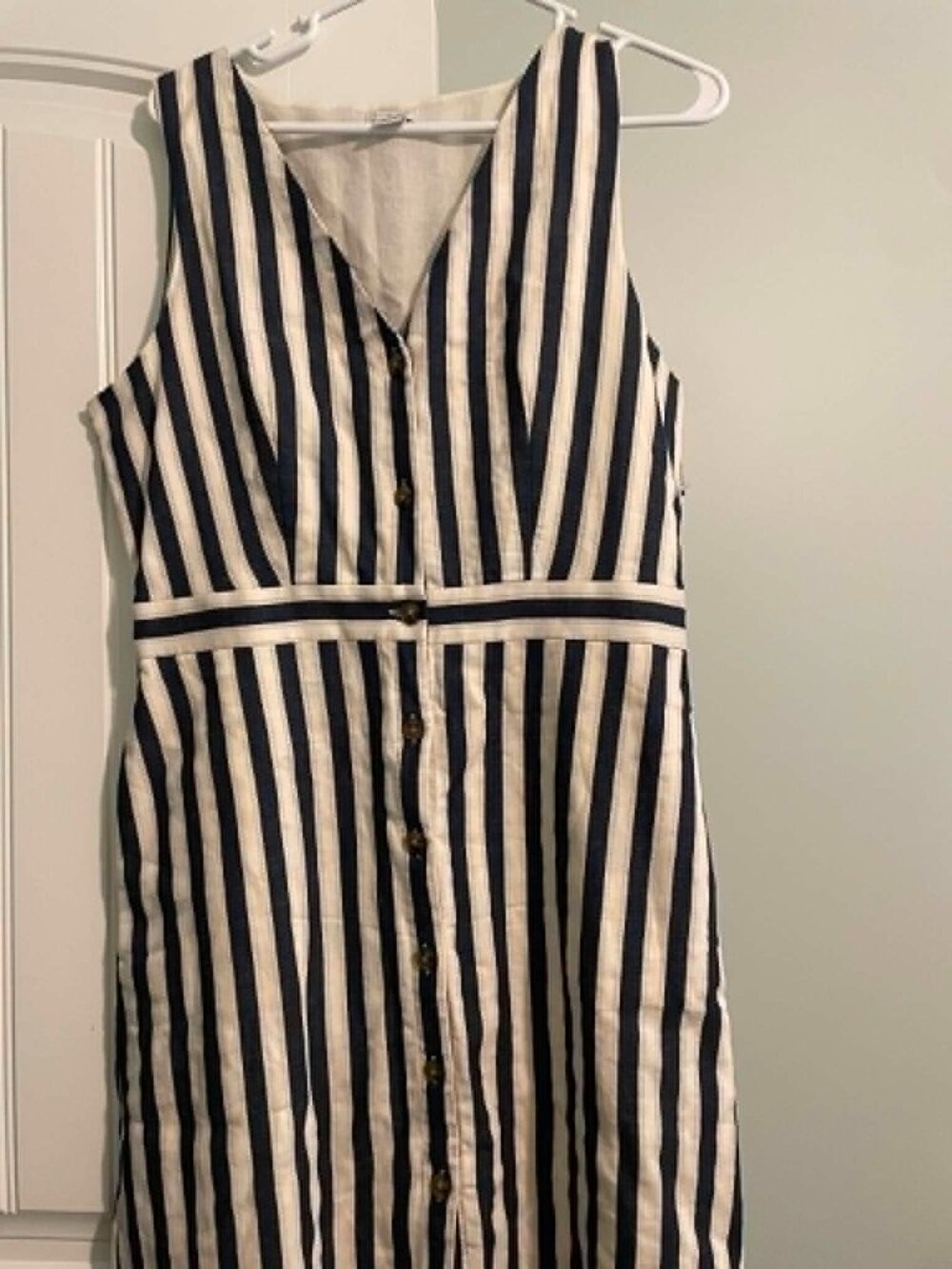 J Crew Ladies Size 8 Striped, sleeveless dress, lined